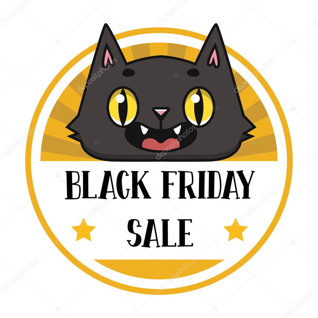 Black Friday design with funny cat for banners