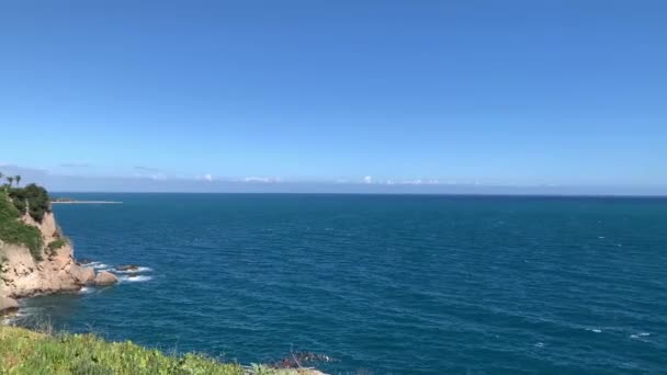 Панорамный Вид Синее Средиземное Море Турецком Городе Анталья Солнечный День — стоковое видео