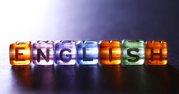 Colorful Cube Shiny English Text English Language Learning Concept — Stock Photo, Image