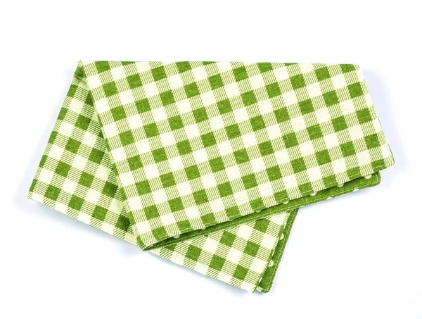 beyaz arkaplanda yeşil kareli peçete masası kıyafetleri.