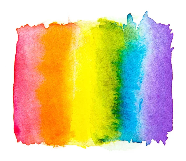 白い背景に隔離された虹の水彩画、ゲイプライドL — ストック写真