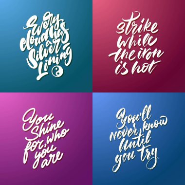 Baskı için harfler. Motivasyon ve başarı. Vektör illüstrasyonu