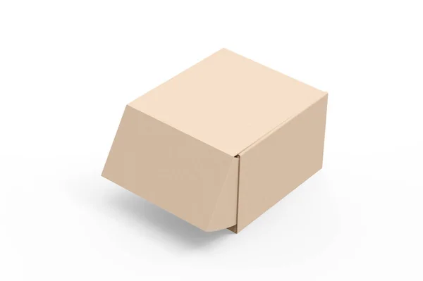 Renderizado Caja Cartón Sobre Fondo Blanco Ilustración Aislada Sobre Fondo — Foto de Stock