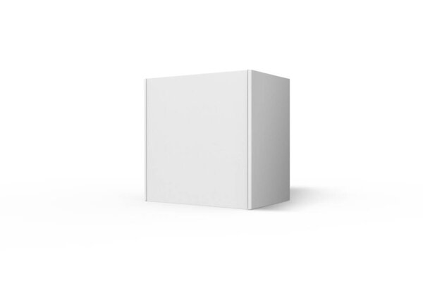 3d Отображение бумажной коробки на белом фоне. 3D иллюстрация выделена на белом фоне. Пустая бумажная коробка-макет с тенью. 3D-моделирование.