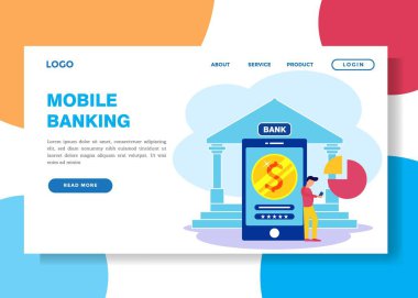 Sanal bir işin vektör illüstrasyonu. Akıllı telefonlarla yapılan işlemler, dijital para, yatırım yönetimi. iş teknolojisi, mobil bankacılık.