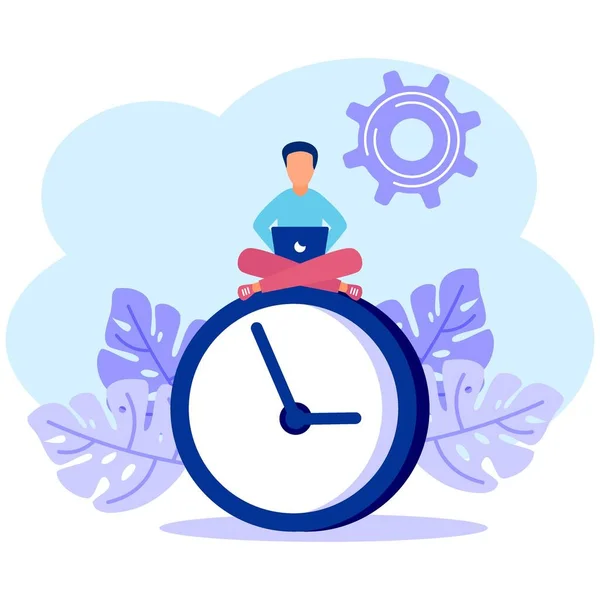 Illustration Vectorielle Hommes Affaires Avec Une Horloge Fond Blanc Service — Image vectorielle