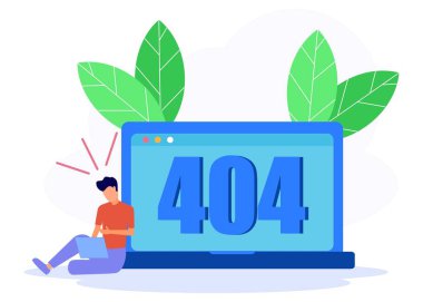 İş konseptinin vektör illüstrasyonu, hata 404, internetten uzak dur, ulaşılamaz, rahatsız ve hayal kırıklığına uğramış iş adamları.