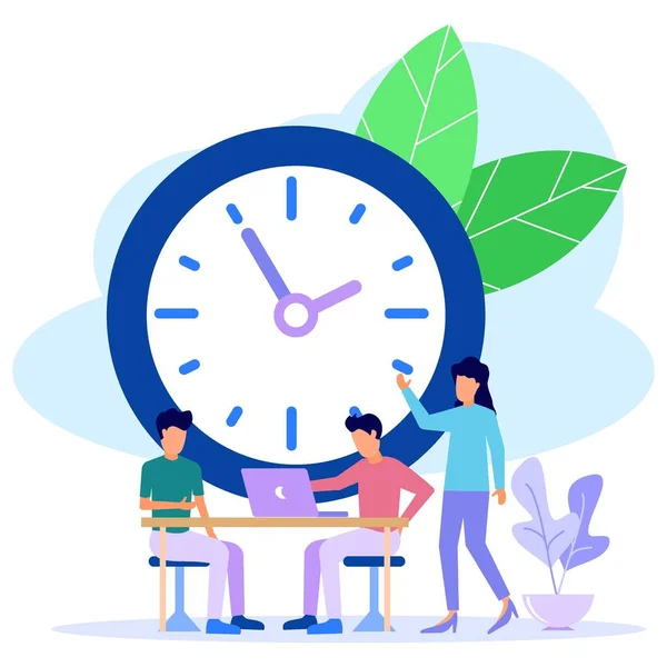 病媒说明 时间管理 工作活动 附属于时间表的活动 在一切努力中节省时间 — 图库矢量图片