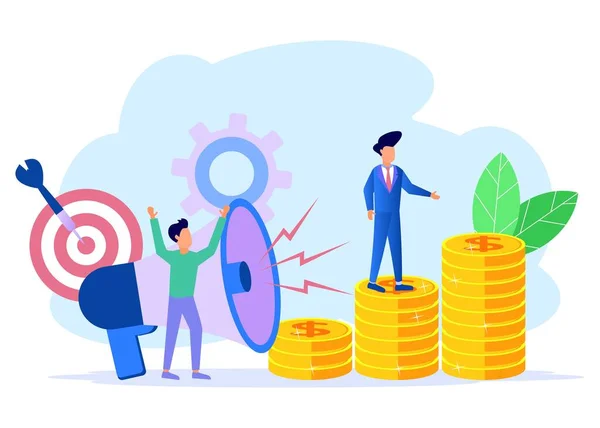 Vector Illustration Business Concept Business People Get Multiple Profits Investment — Stock Vector