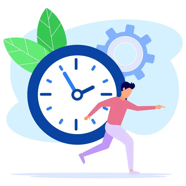 Ilustración Vectorial Establecer Reloj Despertador Concepto Gestión Del Tiempo Iniciar — Vector de stock