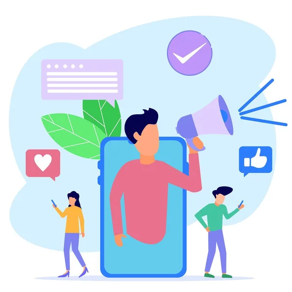 Vector Illustratie Van Social Media Concept Zakendoen Internet Interessante Content — Stockvector