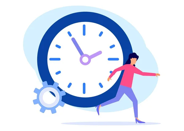 Vektor Illustration Ställa Väckarklocka Time Management Koncept Start Arbete Arbetslag — Stock vektor