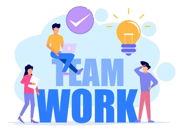 Vector Illustratie Van Een Bedrijfsconcept Zakenmensen Betrokken Bij Teamwork Samen — Stockvector