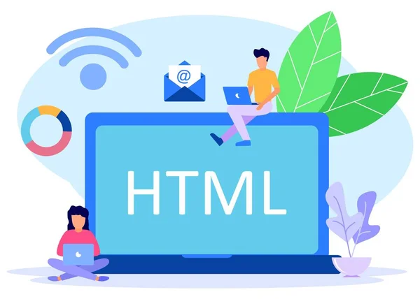 스타일 Html 이외에도 노트북 컴퓨터상의 프로그래머 사이트 네트워크 — 스톡 벡터