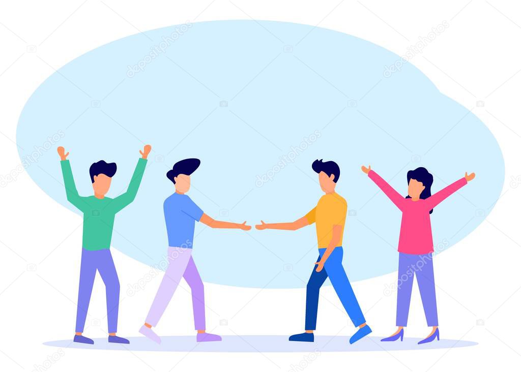Vector illustration, happy friendship day together with friends, shaking hands, making peace, happy together to celebrate a special event vector.