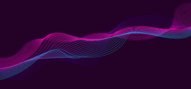  Dalga çizgileri olan vektör dinamik arkaplan. Tasarım için parlak bir illüstrasyon. Dinamik dalgalı parlak bir poster. Vektör illüstrasyonu minimal düz biçim.