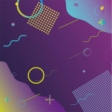 Soyut Renkli Memphis Sanat Arkaplanı.