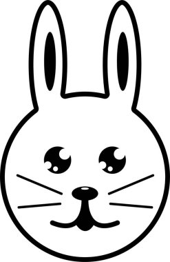  Siyah beyaz tavşan ikonu. Çizgi film sevimli tavşan
