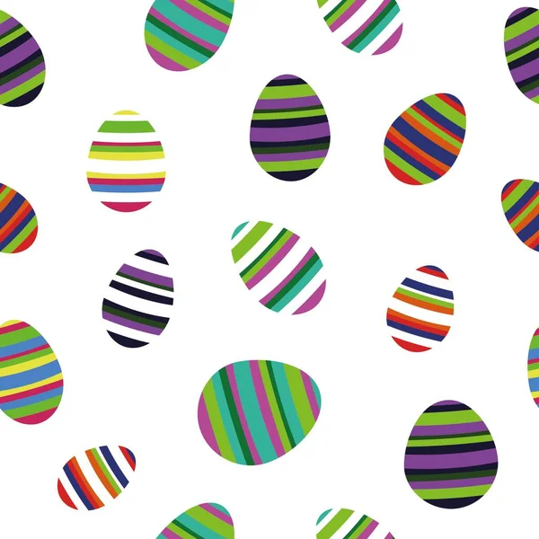 Seamless Pattern Easter Colored Eggs White Background — Stock Vector