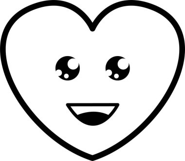  Siyah Beyaz Kalp Simgesi Duygusal Gülümseme.