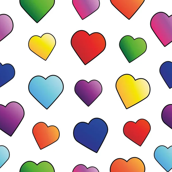 Patrón Sin Costuras Corazones Multicolores — Vector de stock