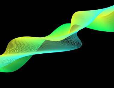  Sarı dalga çizgileri olan vektör dinamik arkaplan. Tasarım için parlak çizimler.