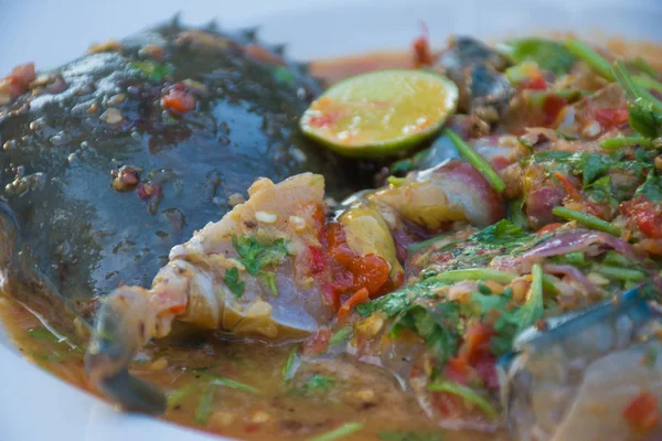 Tay tarifi baharatlı sos taze karaca yengeç bir rawfood.