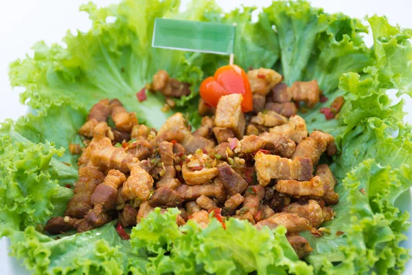 Menu Carne Porco Fatias Fritas Com Pimenta Sal — Fotografia de Stock