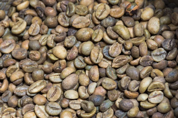 Raw coffee beans are ready for roasting.