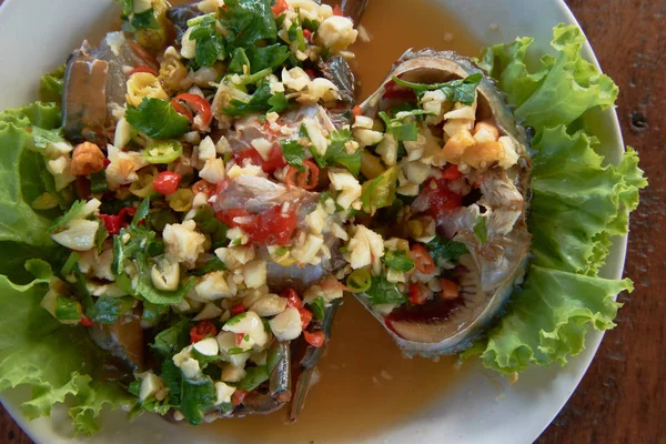 Crabe Boue Cru Dans Sauce Poisson Sauce Épicée Recette Thaïlandaise — Photo