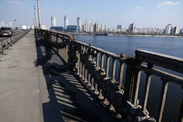 Kiew Ukraine März 2020 Paton Brücke Über Den Dnjepr Die — Stockfoto