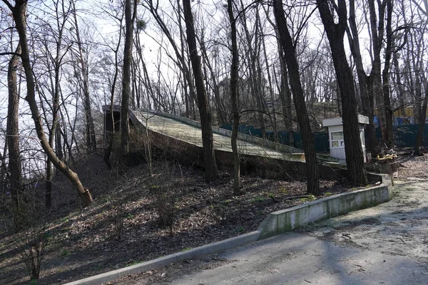 Kiev Ucrânia Março 2020 Ponte Inacabada Abandonada — Fotografia de Stock