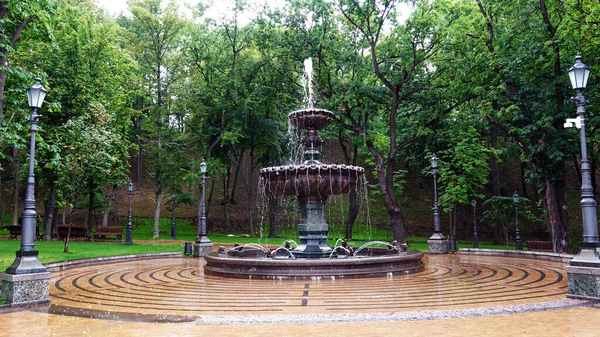 Kiev Ukraine July 2019 Ancient City Fountain Faces Lion Neptune — Stock Photo, Image