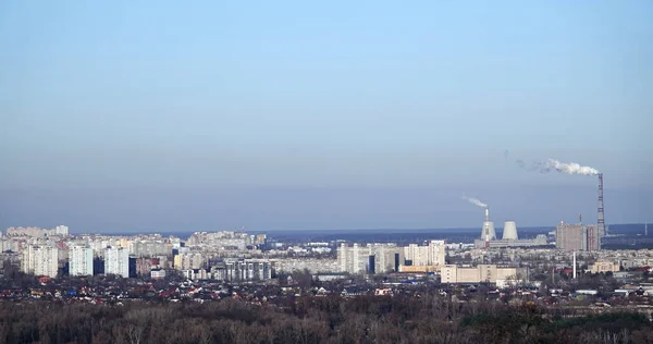 Kiev Oekraïne November 2019 Pijpen Roken Vervuilen Lucht Stad Verslechtert — Stockfoto