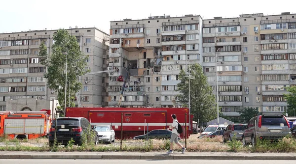Kiev Ucrânia Junho 2020 Consequências Uma Explosão Gás Prédio Kiev — Fotografia de Stock
