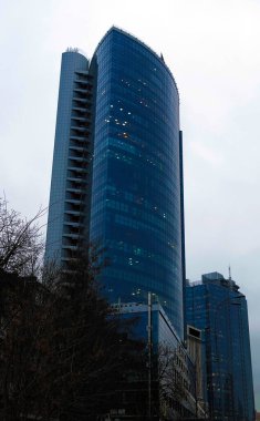 Kiev, Ukrayna 9 Aralık 2019: Kiev şehrinde yüksek kiralama maliyetli yeni binalar