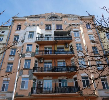 Kiev, Ukrayna 9 Aralık 2019: Kiev 'deki antik şehir binası