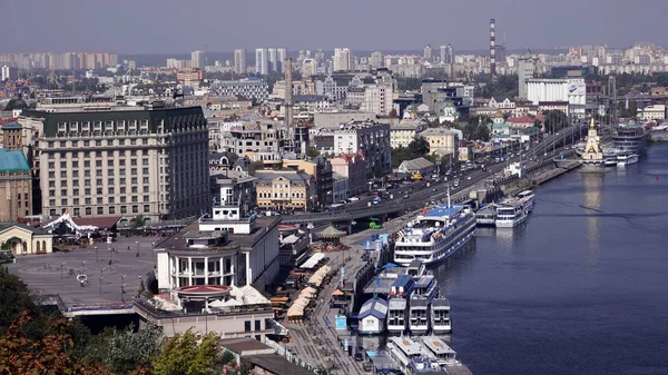 Kiev Oekraïne Augustus 2019 Bovenaanzicht Van Rivierhaven Dnjepr Kiev — Stockfoto