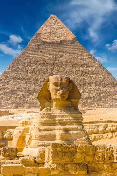 Egyptian Sphinx Cairo Giza Egypt Travel Background Architectural Monument Tombs — Stock Photo, Image