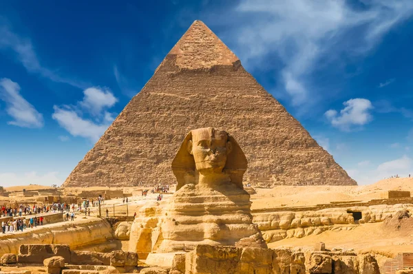 Egyptian Sphinx Cairo Giza Egypt Travel Background Architectural Monument Tombs — Stock Photo, Image