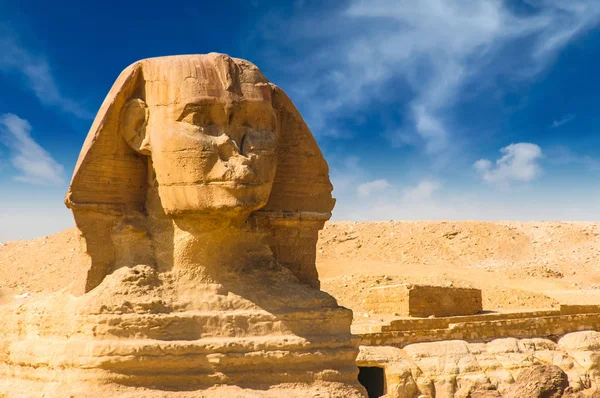 Egyptian Sphinx Cairo Giza Egypt Travel Background Architectural Monument Tombs — Stock Photo, Image