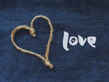 İşareti kalp denim sicim