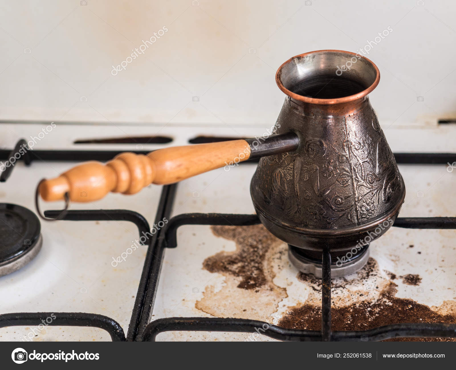 Turka With Coffee On The Gas Stove. Stock Photo, Picture and