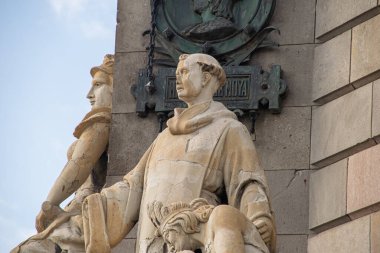 İspanya Barselona 2019 'dan tarihi heykel ve mimari