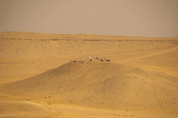 Vue panoramique depuis le désert de Gizeh, Architecture et lieu historique depuis l'Egypte, El Cairo 2018 — Photo