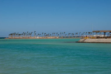 Hurghada sahilinden panoramik manzara, Mısır Eylül 2018 