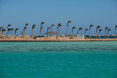 Hurghada sahilinden panoramik manzara, Mısır Eylül 2018 