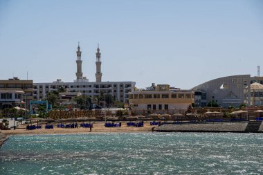 Hurghada sahilinden panoramik manzara, Mısır Eylül 2018 