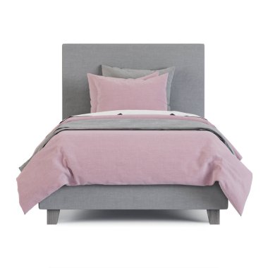 Beyaz zemin üzerine bebek yatağı. 3D render.