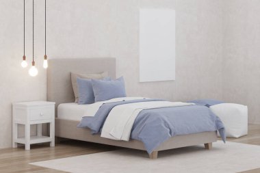 Bebek yatağı. Bir çocuk odası tasarımı. 3D render.